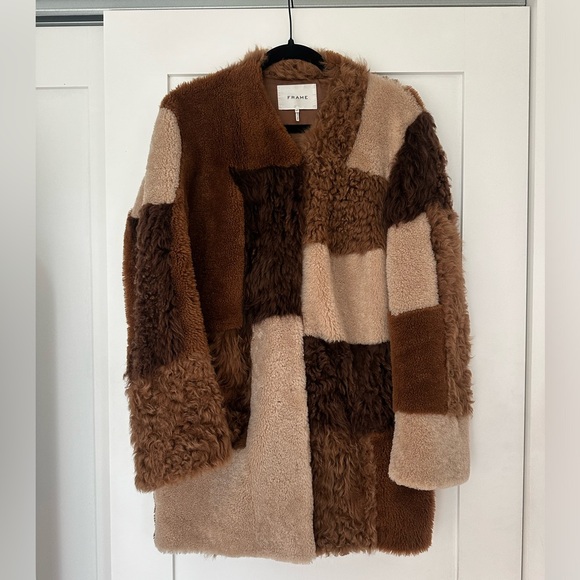 Frame Denim shearling patchwork coat small - Picture 4 of 8